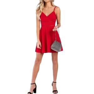FRANCESCA'S Sexy Red Adjustable Straps Faran Ladder Trim Dress Size L